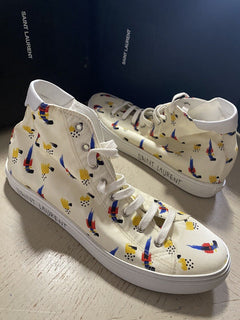 NIB Saint Laurent Мужские кроссовки Menphis из парусины/кожи Off White 9 US/42 EU