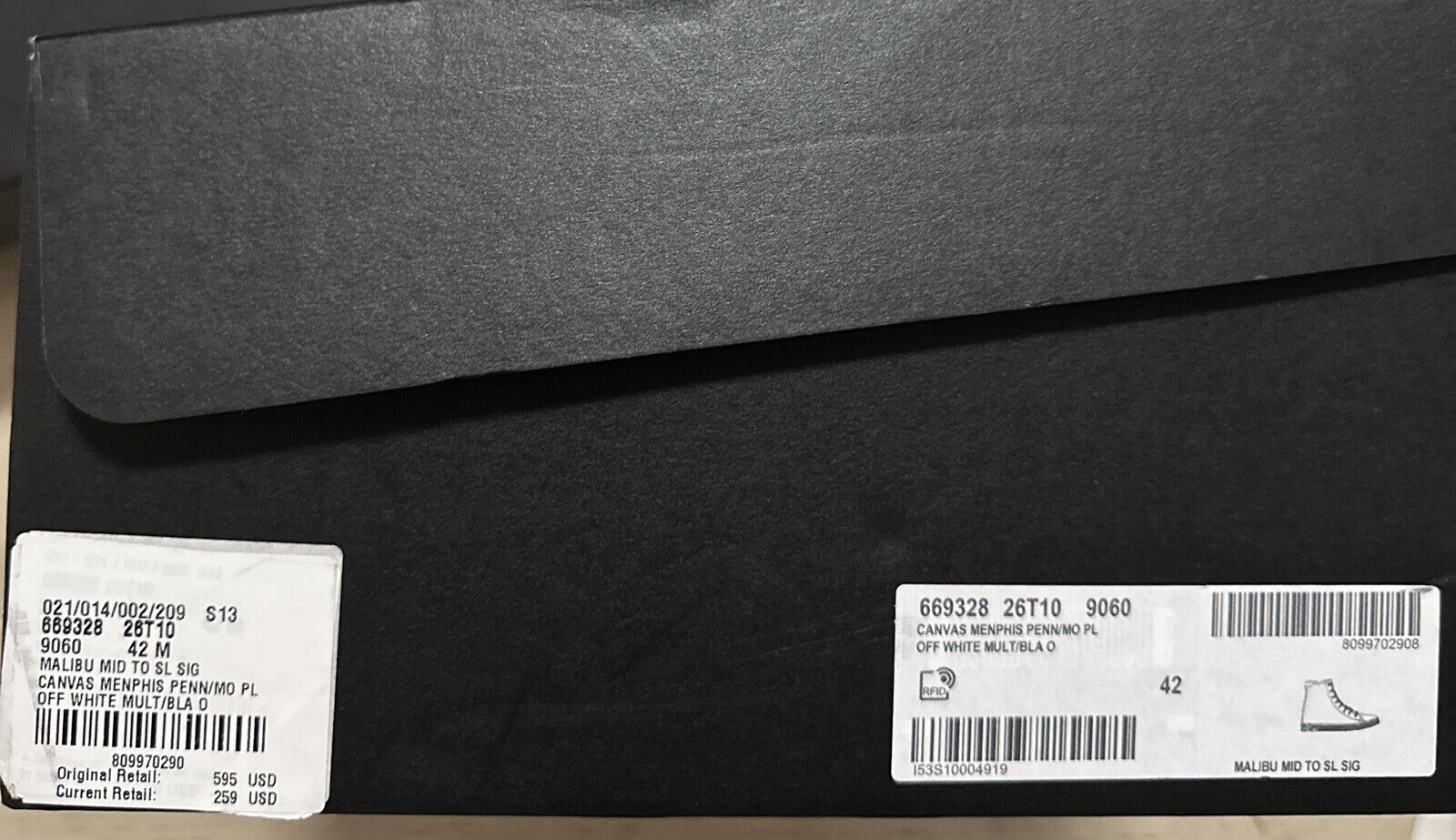 NIB Saint Laurent Men Canvas/Leather  Menphis Sneakers Off White 9 US/42 Eu