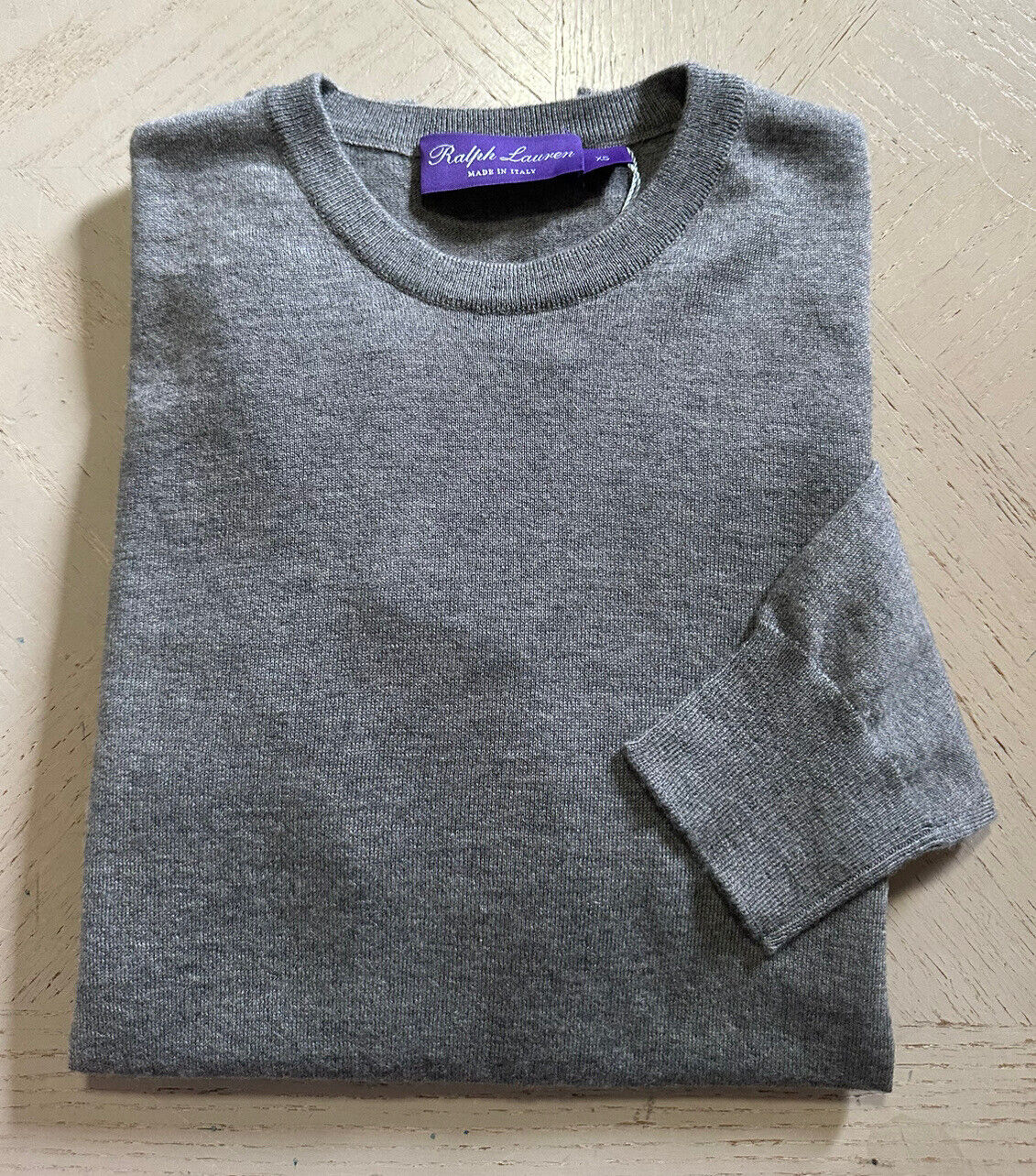 NWT $995 Ralph Lauren Purple Label Men Crewneck Cashmere Sweater Gray XS Italy