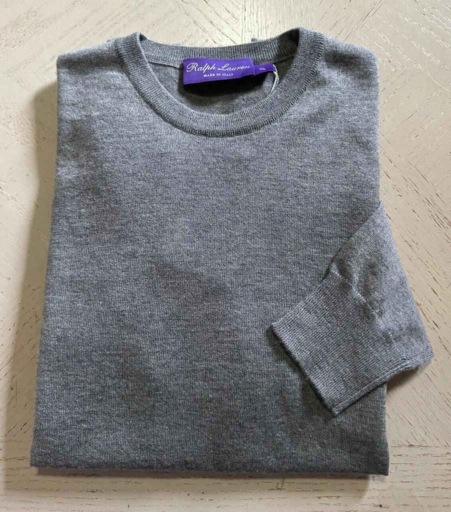 NWT $995 Ralph Lauren Purple Label Мужской кашемировый свитер с круглым вырезом Серый XS Италия