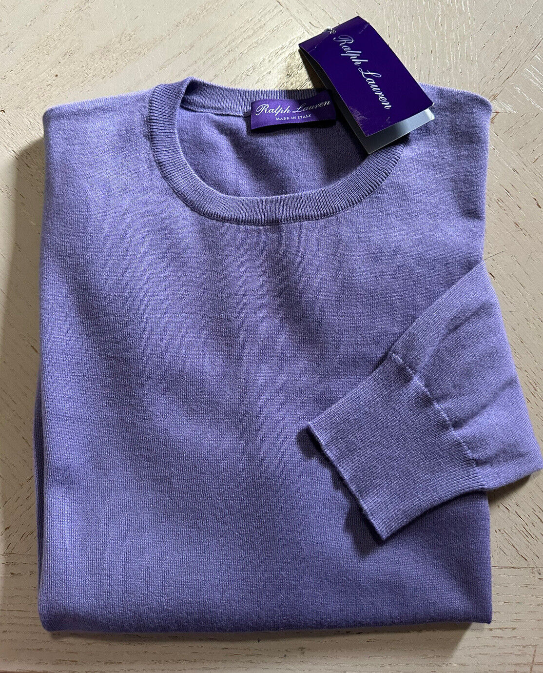 NWT $995 Ralph Lauren Purple Label Мужской кашемировый свитер с круглым вырезом LT Purple S Ita