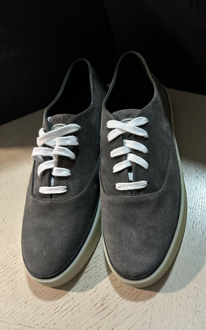 Neu $ 595 Ermenegildo Zegna Wildleder/Leder Sneakers Schuhe DK Grau 14 US