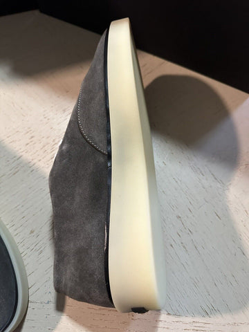 Neu $ 595 Ermenegildo Zegna Wildleder/Leder Sneakers Schuhe DK Grau 14 US