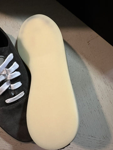 Neu $ 595 Ermenegildo Zegna Wildleder/Leder Sneakers Schuhe DK Grau 14 US