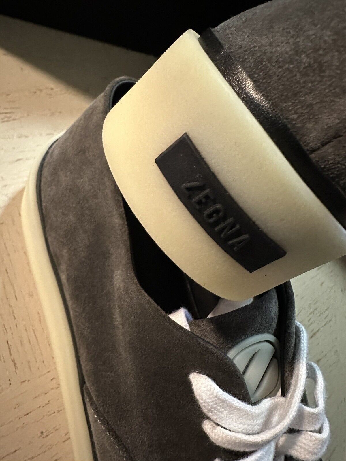 New $595 Ermenegildo Zegna Suede/Leather Sneakers Shoes DK Gray 14 US
