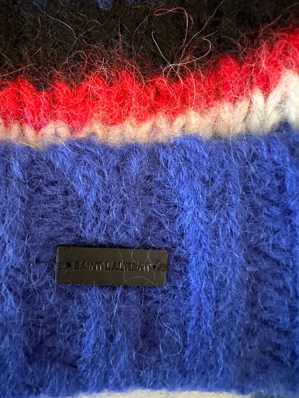 Neu mit Etikett: Saint Laurent Damen-Mütze aus Alpaka-Wollmischung, Königsblau/Schwarz, M, Italien