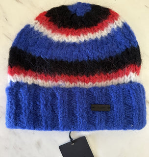 NWT Saint Laurent Женская Шапка-бини из смесовой шерсти из альпаки Королевского/Черного цвета M Италия