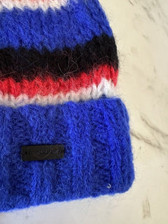 NWT Saint Laurent Женская Шапка-бини из смесовой шерсти из альпаки Королевского/Черного цвета M Италия