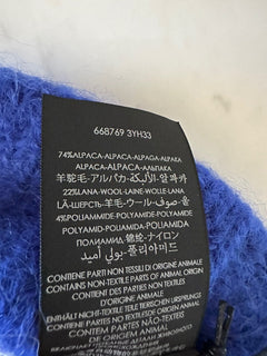 NWT Saint Laurent Женская Шапка-бини из смесовой шерсти из альпаки Королевского/Черного цвета M Италия