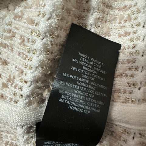 Новый твидовый жакет Balmain в полоску с эффектом металлик, бежевый/мульти, $2795, 44/12, Франция