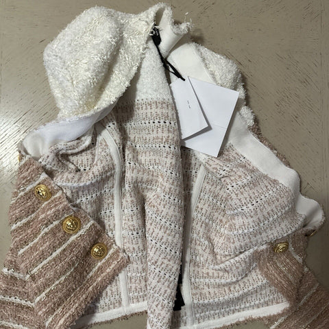 Новый твидовый жакет Balmain в полоску с эффектом металлик, бежевый/мульти, $2795, 44/12, Франция