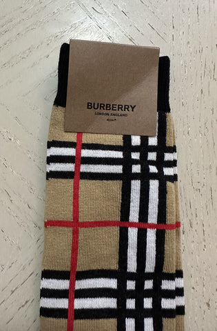 NWT Burberry Kid's Check Socks Color BEIGE MULTI Size 27-29 (11-12 Child)