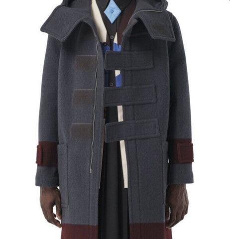 New $3550 Burberry Men’s Oversized Wool Hooded Coat DARK CHARCOAL 38 US/48 Eu