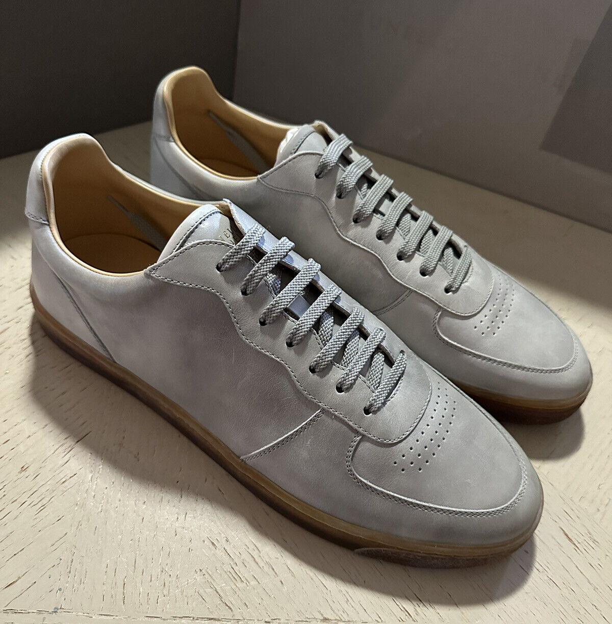 Neue 995 $ Brunello Cucinelli Herren-Leder-Sneakers Schuhe Grau 12 US/45 Eu Italien