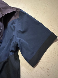 NWT $1200 Bottega Veneta Мужская рубашка на молнии с коротким рукавом синяя/черная XL (54 евро)