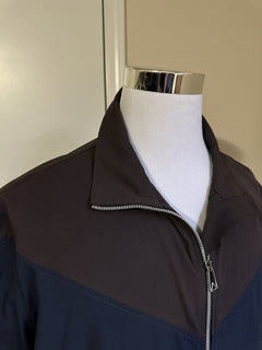 NWT $1200 Bottega Veneta Мужская рубашка на молнии с коротким рукавом синяя/черная XL (54 евро)
