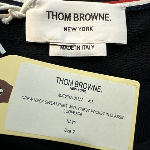 Neu mit Etikett: Thom Browne Herren-Sweatshirt mit Rundhalsausschnitt, Marineblau, M (2), Italien