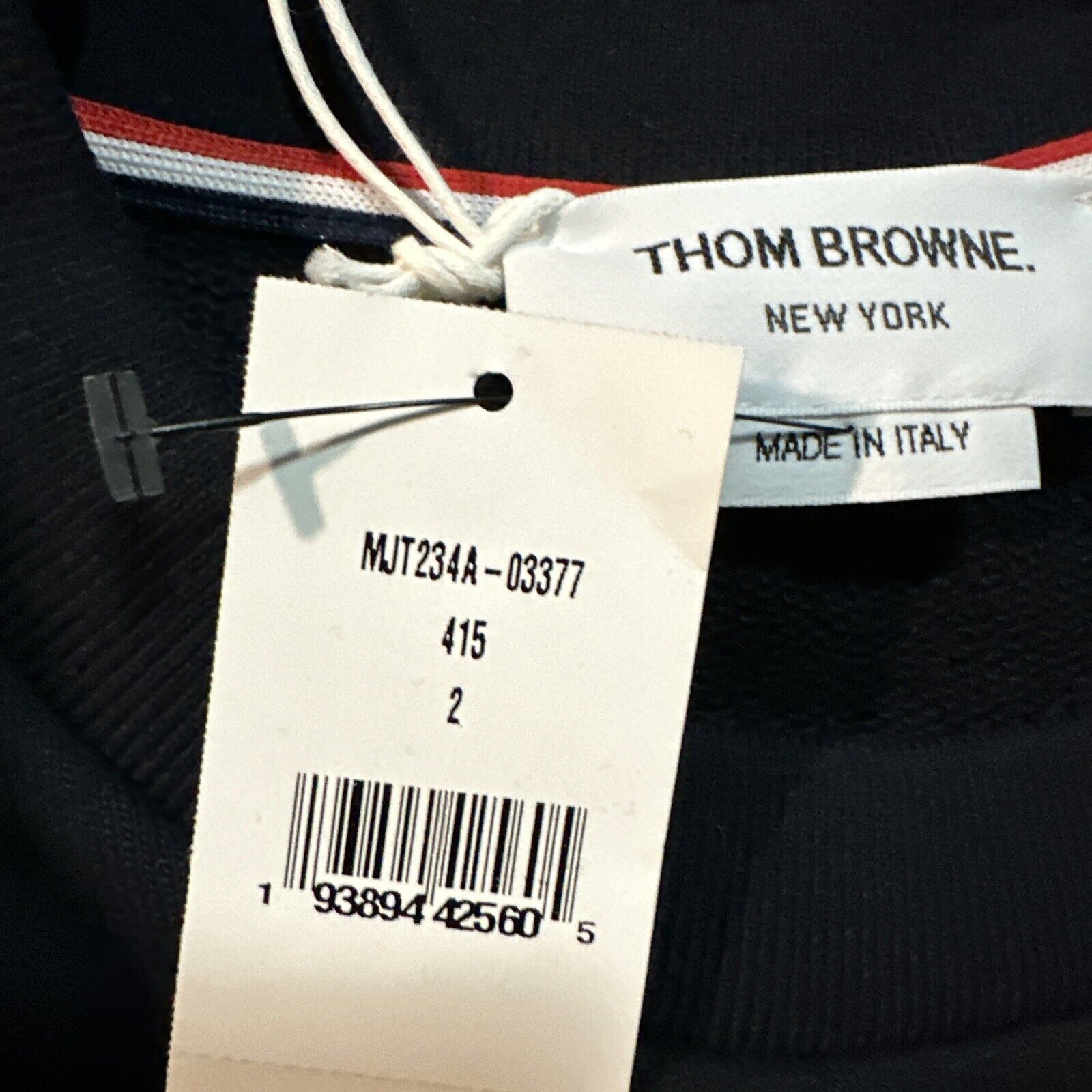 NWT Thom Browne Men’s Crewneck Sweatshirt Pullover Navy M ( 2 ) Italy