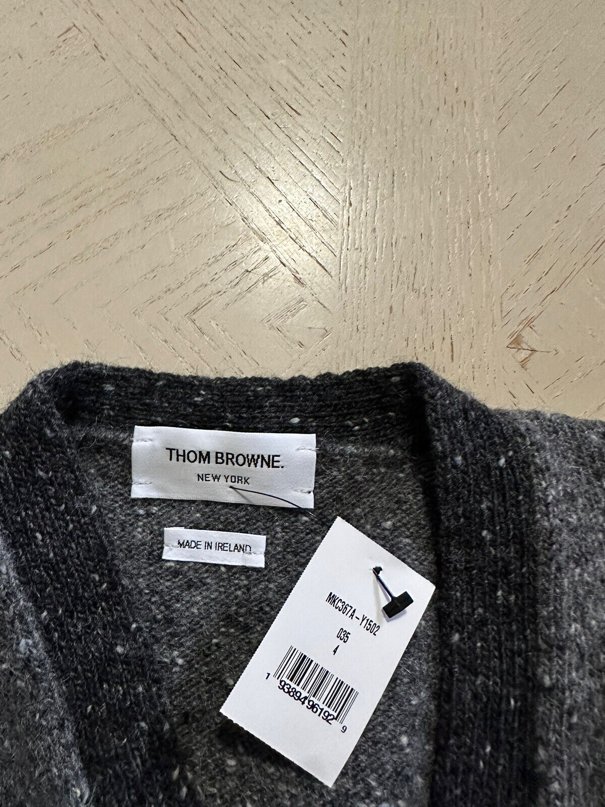 Neu mit Etikett: Thom Browne Herren-Cardigan aus 4-Stab-Woll- und Mohairmischung DK Grey 4 (XL)