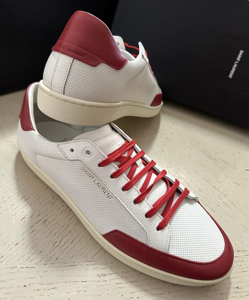 NIB Saint Laurent Men’s Leather Sneakers Shoes White/Red 13 US/46 Eu 693223