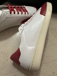 NIB Saint Laurent Men’s Leather Sneakers Shoes White/Red 13 US/46 Eu 693223