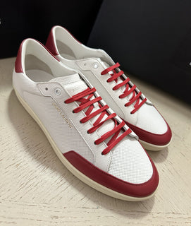NIB Saint Laurent Men’s Leather Sneakers Shoes White/Red 13 US/46 Eu 693223