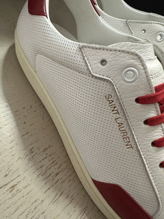 NIB Saint Laurent Men’s Leather Sneakers Shoes White/Red 13 US/46 Eu 693223