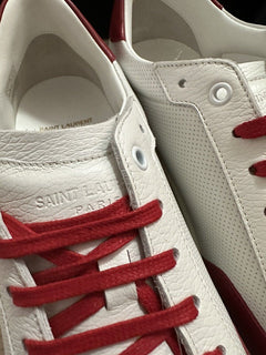 NIB Saint Laurent Men’s Leather Sneakers Shoes White/Red 13 US/46 Eu 693223