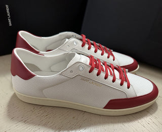 NIB Saint Laurent Men’s Leather Sneakers Shoes White/Red 13 US/46 Eu 693223