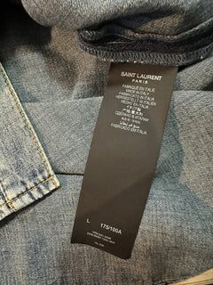 NWT $1290 Джинсовая рубашка без рукавов Saint Laurent 80-х годов Soft Sand Blue, размер L