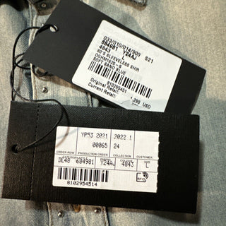 NWT $1290 Джинсовая рубашка без рукавов Saint Laurent 80-х годов Soft Sand Blue, размер L
