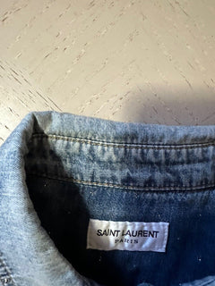 NWT $1290 Джинсовая рубашка без рукавов Saint Laurent 80-х годов Soft Sand Blue, размер L