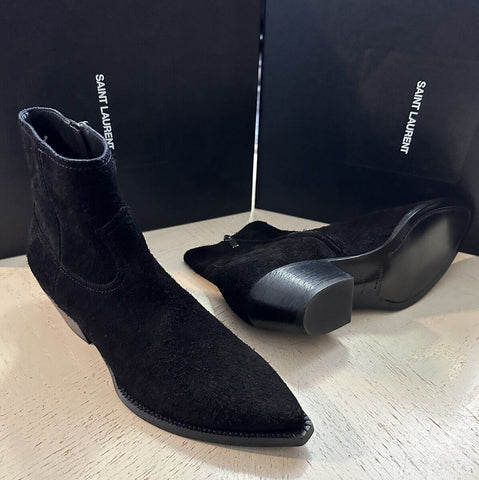 NIB $1050 Saint Laurent Men Lukas Suede Boots Shoes Black 11.5 US/44.5 Eu 530825