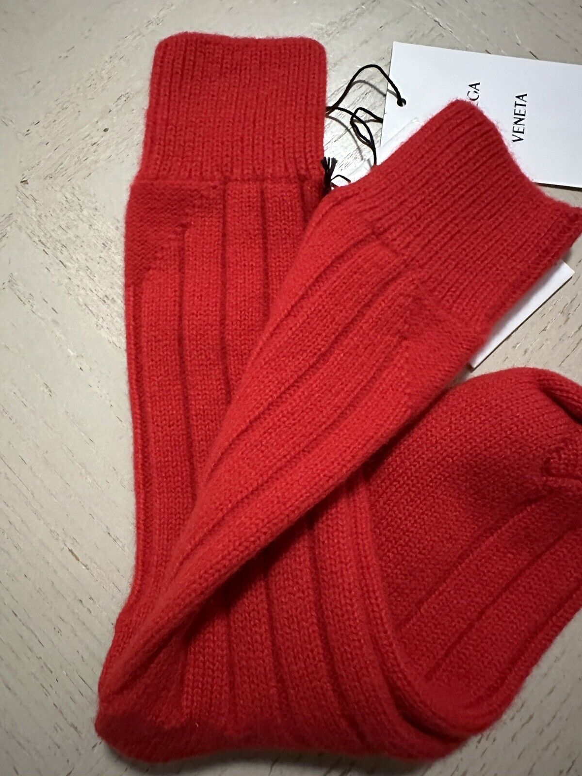 NWT $390 Bottega Veneta Ribbed Cashmere Socks Color Red Size S Italy