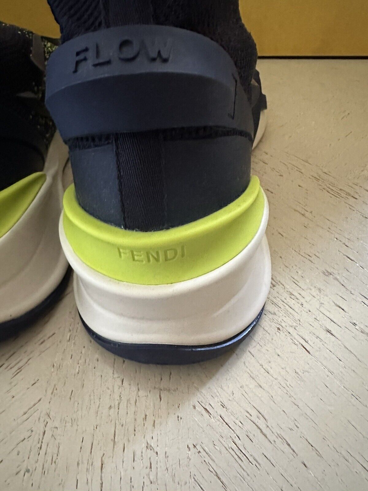 NIB $1190 Fendi Men Contrast Knit High Top Sneakers Shoes Navy/Green 12 US/11 UK