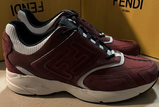 Мужские спортивные кроссовки Fendi FF с логотипом NIB, $1100, бордовые 13 US/12 UK