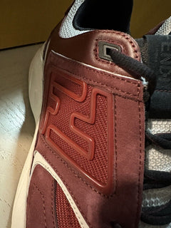 Мужские спортивные кроссовки Fendi FF с логотипом NIB, $1100, бордовые 13 US/12 UK
