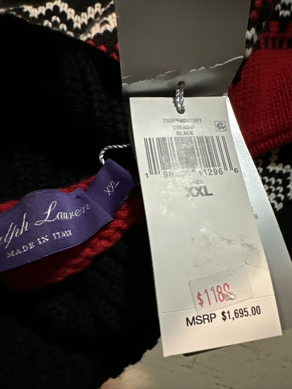 NWT $1695 Ralph Lauren Purple Label Мужской кашемировый свитер с высоким воротником Черный XXL It