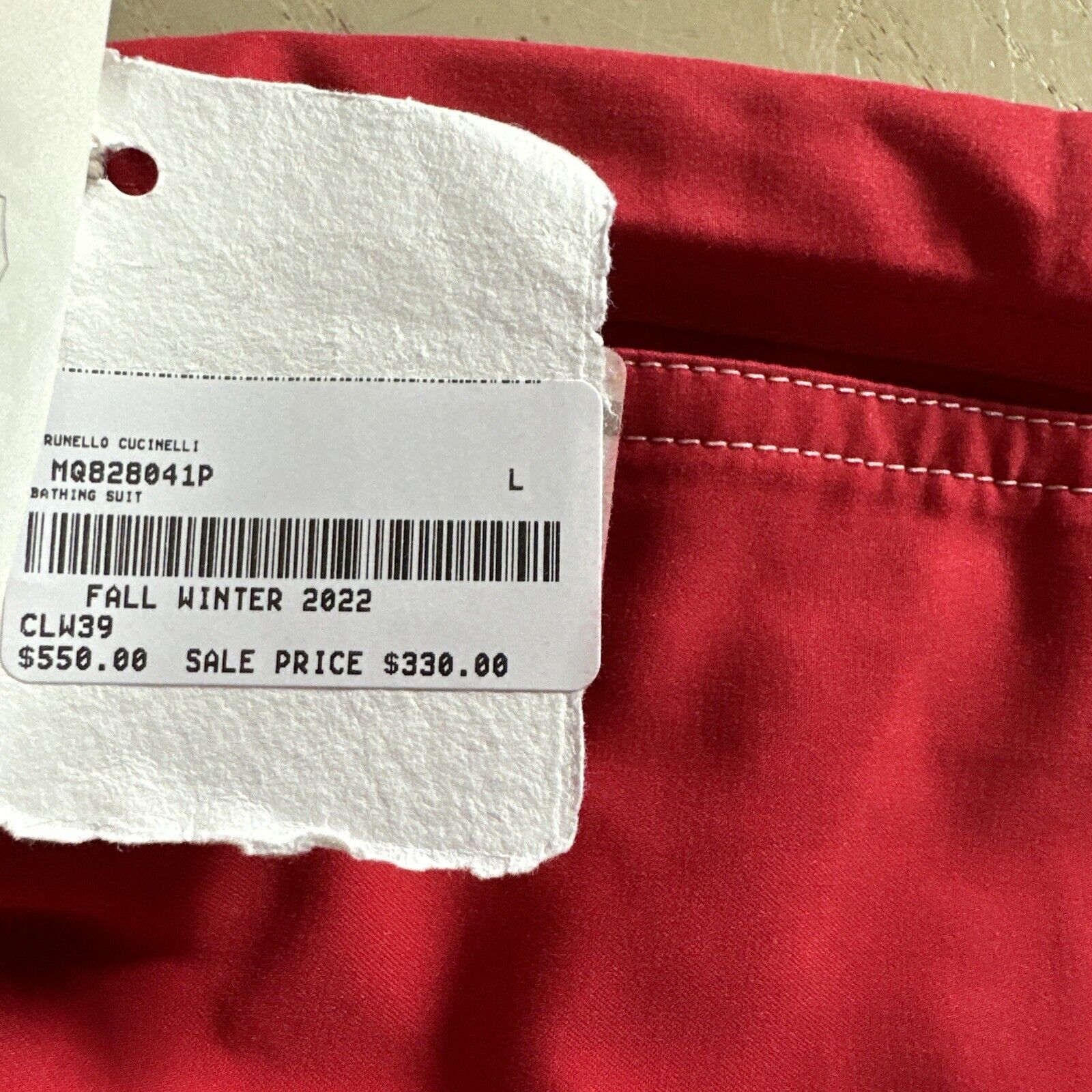 Neu mit Etikett: 550 $ Brunello Cucinelli Herren-Badeshorts mit Kordelzug, Farbe Rot, L, Italien