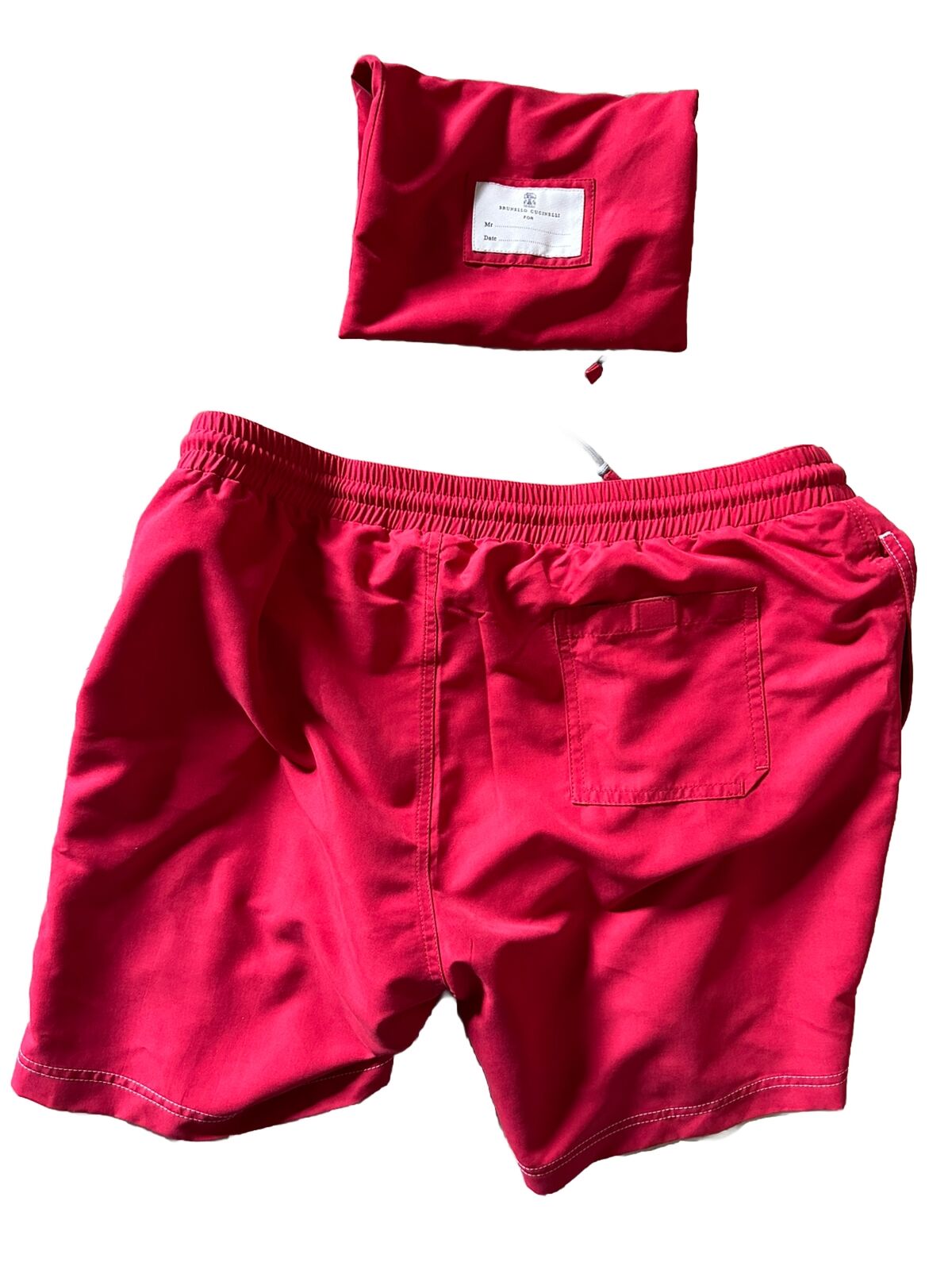 Neu mit Etikett: 550 $ Brunello Cucinelli Herren-Badeshorts mit Kordelzug, Farbe Rot, L, Italien