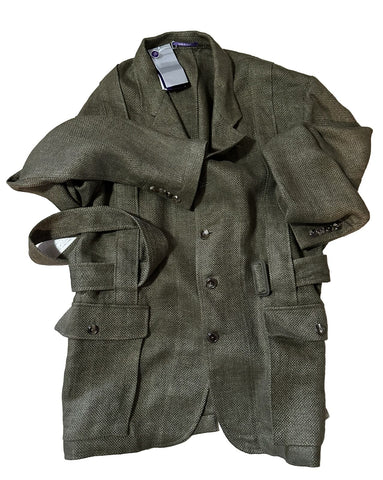 Neu mit Etikett: 1495 $ Ralph Lauren Purple Label Herren-Leinenblazer, Grün, 44R US/54R Eu