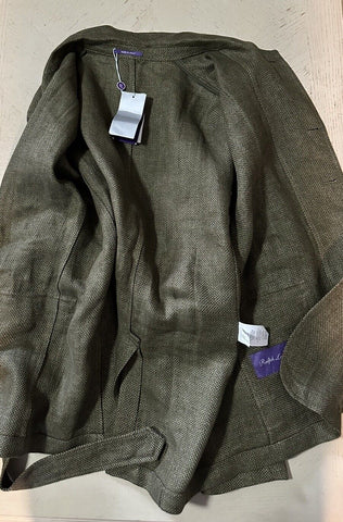 Neu mit Etikett: 1495 $ Ralph Lauren Purple Label Herren-Leinenblazer, Grün, 44R US/54R Eu