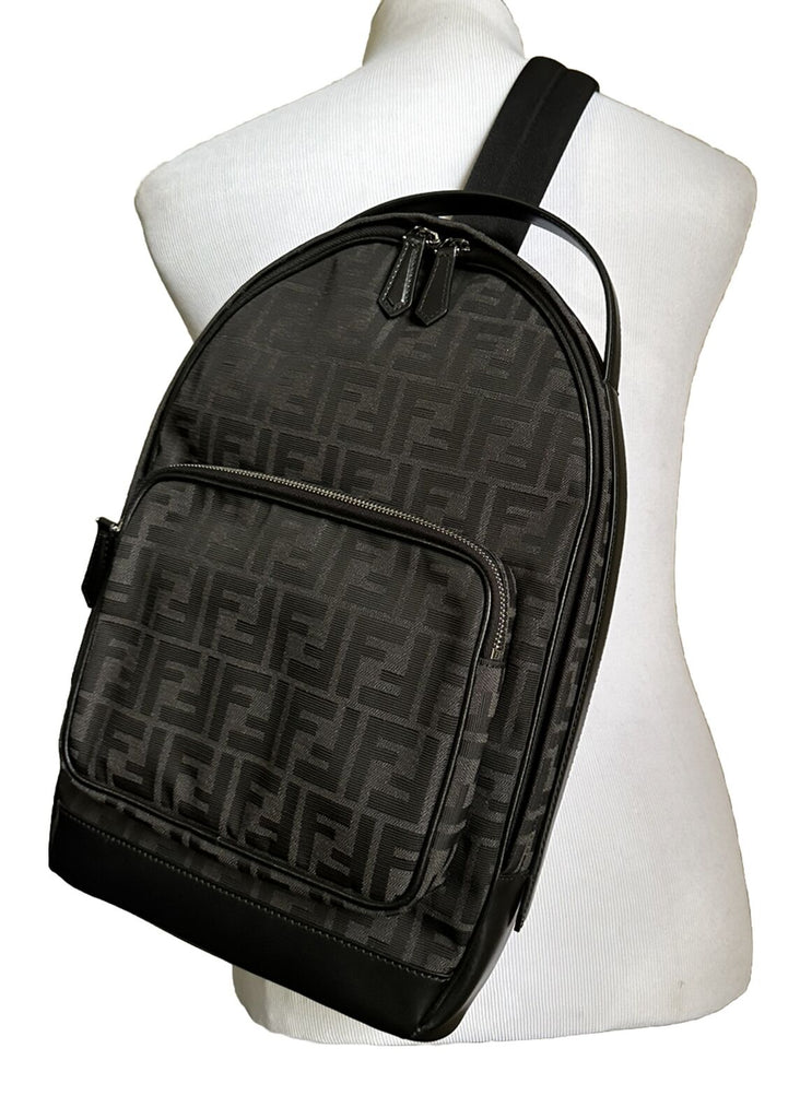 Новый рюкзак Fendi на одно плечо из холста/кожи с логотипом FF, черный/коричневый 7VZ065 за $2100