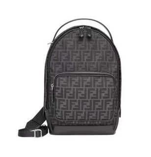 Новый рюкзак Fendi на одно плечо из холста/кожи с логотипом FF, черный/коричневый 7VZ065 за $2100