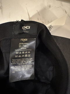 NWT $770 Бейсбольная кепка с логотипом Fendi из кожи/нейлона, черный/темно-синий, один размер, Италия