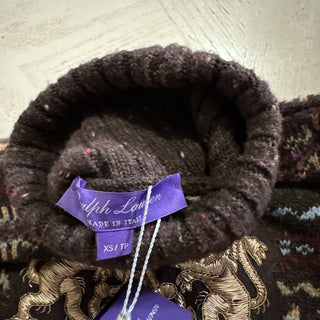 NWT $2490 Ralph Lauren Purple Label Женская водолазка Коричневый XS Италия