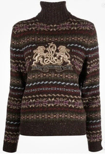 NWT $2490 Ralph Lauren Purple Label Женская водолазка Коричневый XS Италия