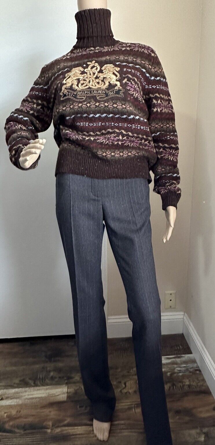 NWT $2490 Ralph Lauren Purple Label Women’s Turtleneck Sweater Brown XS Italy