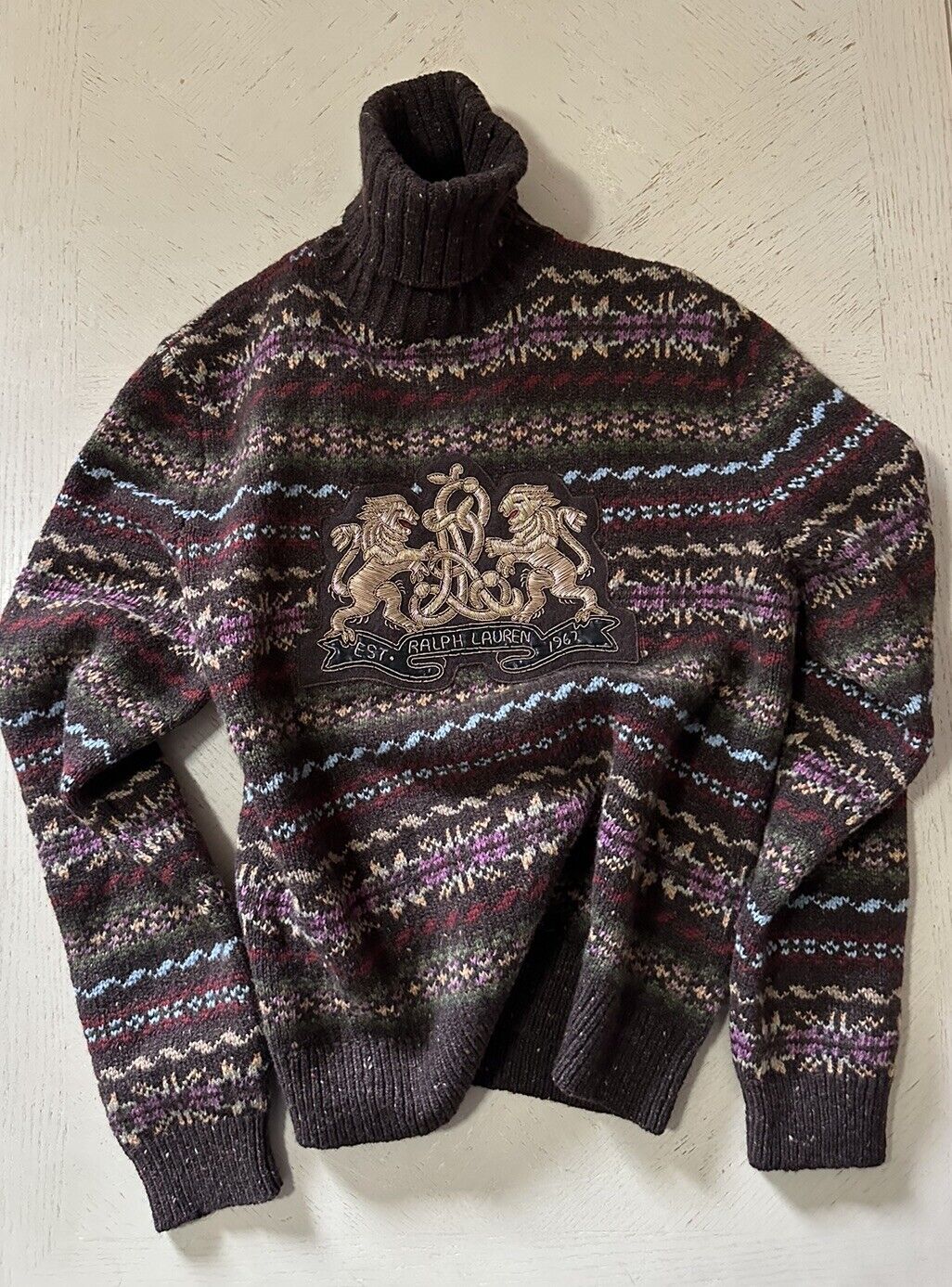 NWT $2490 Ralph Lauren Purple Label Women’s Turtleneck Sweater Brown XS Italy