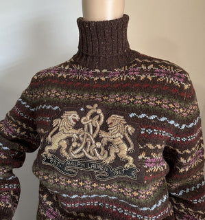 NWT $2490 Ralph Lauren Purple Label Женская водолазка Коричневый XS Италия